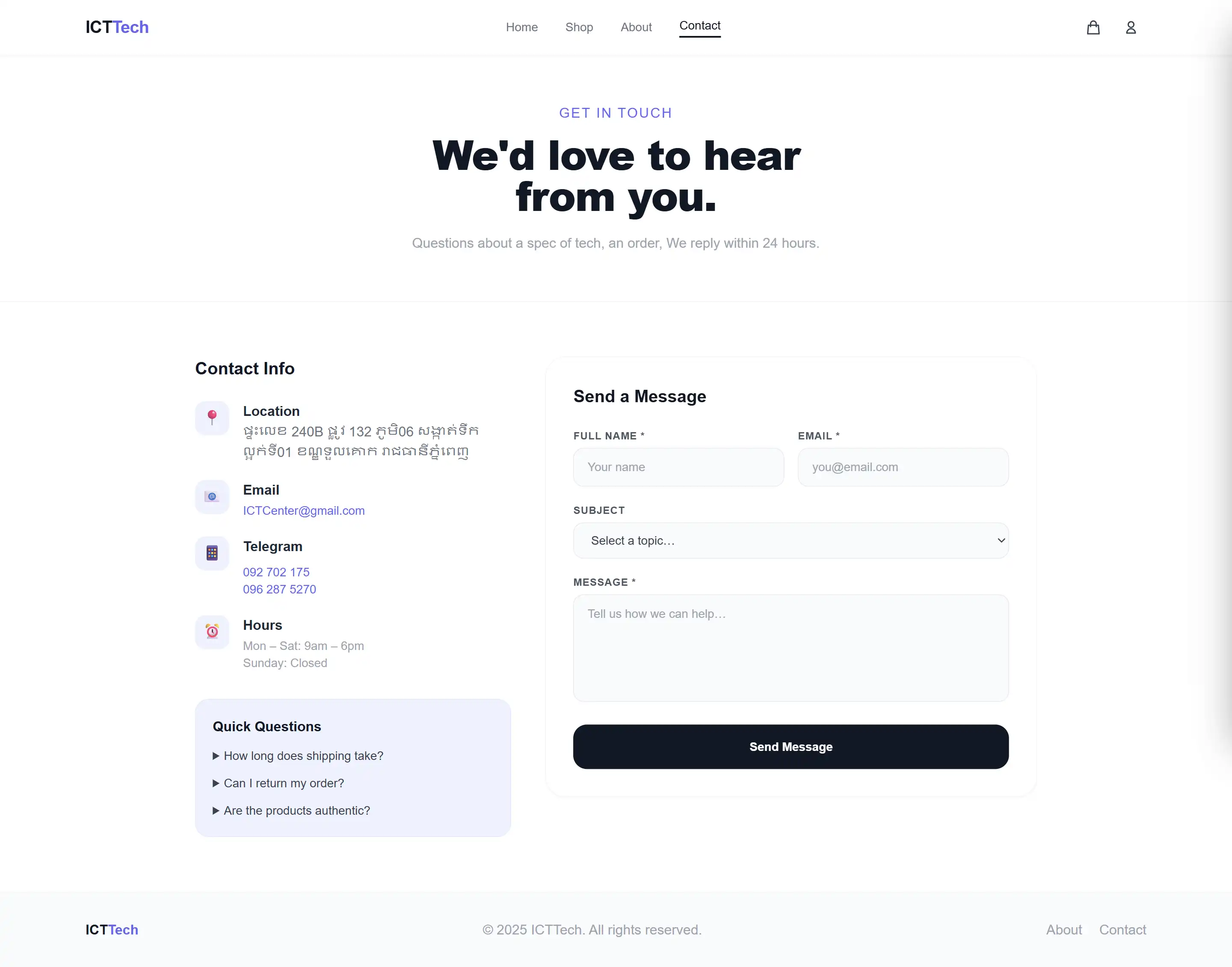 ICT Tech Company Website