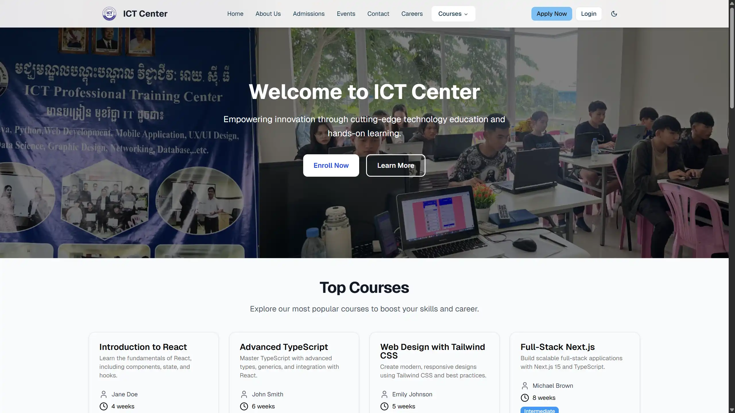 ICT React web application