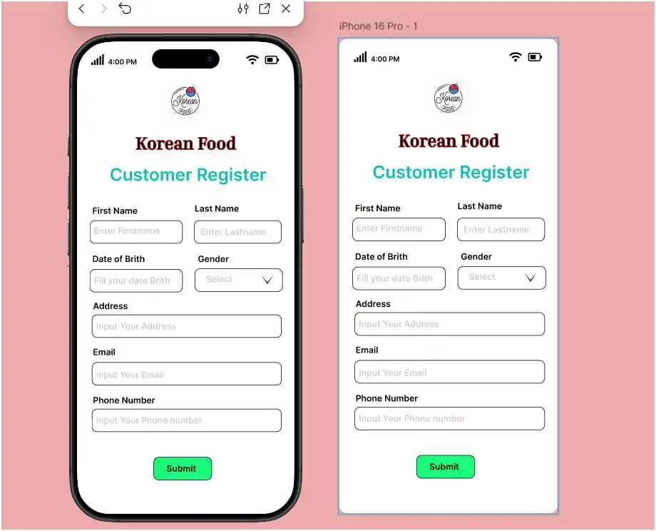 Restaurant mobile app UI/UX